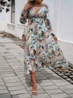 Rochie Lunga Lethia Vernil Cu Print Multicolor - imagine 3