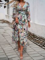 Rochie Lunga Lethia Vernil Cu Print Multicolor - imagine 4