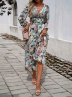 Rochie Lunga Lethia Vernil Cu Print Multicolor - imagine 5