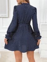 Rochie Scurta Katarina Bleumarin Cu Buline Albe - imagine 2