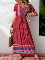 Rochie Lunga Runhild Rosie cu Print Floral Albastru - imagine 3