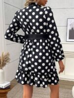 Rochie Scurta Elaynne Neagra Cu Buline Albe - imagine 2