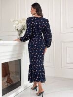 Rochie Lunga Bojana Bleumarin Inflorata - imagine 2