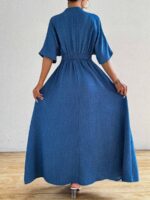 Rochie Lunga Blerina Albastra Cu Nasturi - imagine 2
