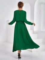Rochie Lunga Aferdita Verde Cu Cordon - imagine 2