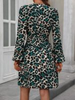 Rochie Scurta Celesta Cu Print Leopard Multicolor - imagine 2