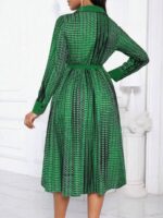 Rochie Midi Adryanne Verde cu Print Negru - imagine 2