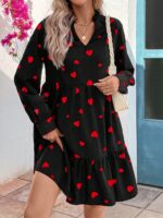 Rochie Scurta Hilary Neagra Cu Inimioare Rosii
