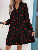 Rochie Scurta Hilary Neagra Cu Inimioare Rosii - imagine 3