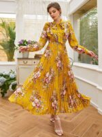 Rochie Lunga Raina Galbena Inflorata