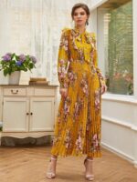 Rochie Lunga Raina Galbena Inflorata - imagine 3