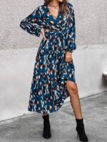 Rochie Midi Aislinn Bleumarin cu Print Leopard - imagine 3