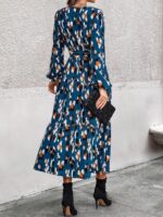 Rochie Midi Aislinn Bleumarin cu Print Leopard - imagine 2