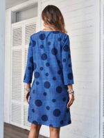 Rochie Scurta Althea Albastra cu Buline Bleumarin - imagine 2