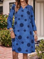 Rochie Scurta Althea Albastra cu Buline Bleumarin - imagine 3