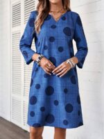 Rochie Scurta Althea Albastra cu Buline Bleumarin