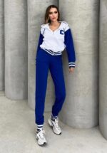Trening format din bluza cu fermoar si pantalon Hafruna Albastru