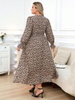 Rochie Midi Lisabel cu Print Leopard - Marimi Mari - imagine 2