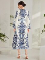 Rochie Midi Nichole Alba cu Print Albastru - imagine 2