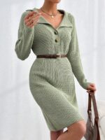 Rochie Tricotata Scurta Damla Vernil - imagine 3