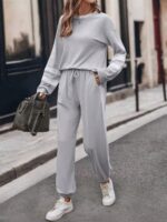 Compleu Ariahy Gri Format din Bluza si Pantalon - imagine 3