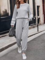 Compleu Ariahy Gri Format din Bluza si Pantalon