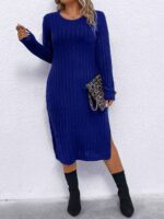 Rochie Tricotata Midi Reiko Albastra - Marimi Mari