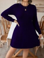 Rochie Scurta Tricotata Kyra Bleumarin - Marimi Mari