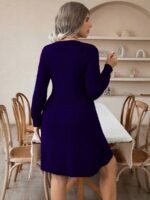 Rochie Scurta Tricotata Kyra Bleumarin - Marimi Mari - imagine 2