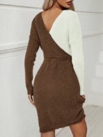 Rochie Tricotata Scurta Perry Maro cu Alb - imagine 2