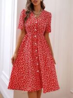 Rochie Midi Maggie Rosie cu Print Floral Alb