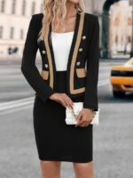 Compleu Negru Connie format din Sacou si Fusta Scurta - imagine 3