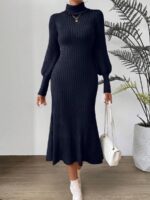 Rochie Tricotata Midi Tarsy Bleumarin - imagine 3