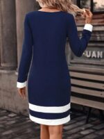 Rochie Scurta Mady Bleumarin cu Dungi Albe - imagine 2