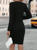 Compleu Negru Connie format din Sacou si Fusta Scurta - imagine 2