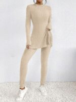Compleu Sakina Crem Format din Bluza si Pantalon - imagine 3