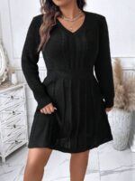 Rochie Tricotata Scurta Analisa Neagra - Marimi Mari - imagine 3