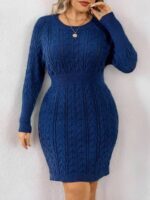 Rochie Tricotata Scurta Myruna Albastra - Marimi Mari