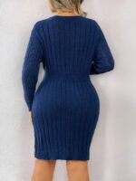 Rochie Tricotata Scurta Myruna Albastra - Marimi Mari - imagine 2