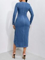 Rochie Midi Valentina din Denim - imagine 2