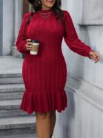 Rochie Tricotata Midi Aurelia Grena - Marimi Mari