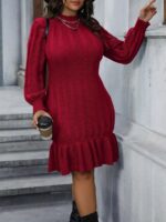 Rochie Tricotata Midi Aurelia Grena - Marimi Mari - imagine 3