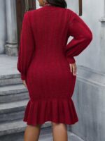 Rochie Tricotata Midi Aurelia Grena - Marimi Mari - imagine 2