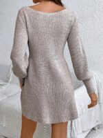 Rochie Tricotata Scurta Neva Bej - imagine 2