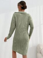 Rochie Tricotata Scurta Damla Vernil - imagine 2