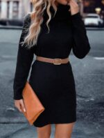 Rochie Scurta Tricotata Bertina Neagra