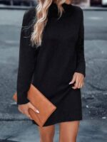 Rochie Scurta Tricotata Bertina Neagra - imagine 3