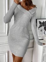 Rochie Scurta Tricotata Jyoty Gri - imagine 3