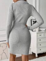 Rochie Scurta Tricotata Jyoty Gri - imagine 2