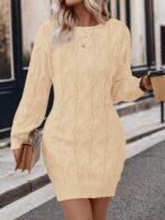 Rochie Tricotata Scurta Larisa Crem